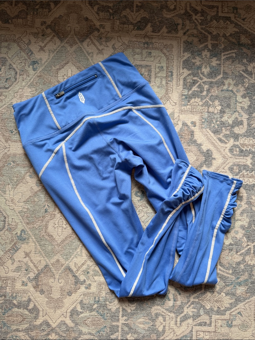 FP Movement Blue Athletic Leggings with Reflective Trim